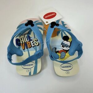 Havaianas Baby Flip Flops Size 5C Blue‎ Super Chill Vibes Mickey Mouse Sandals